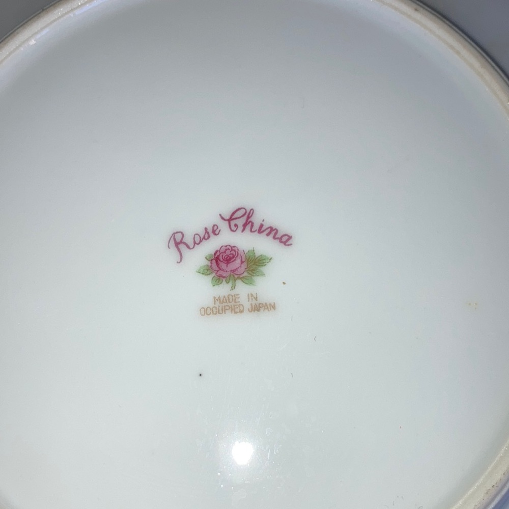 ROSE CHINA made in Occupied Japan, set of 4 gilded dessert plates $31 - Picture 3 of 8